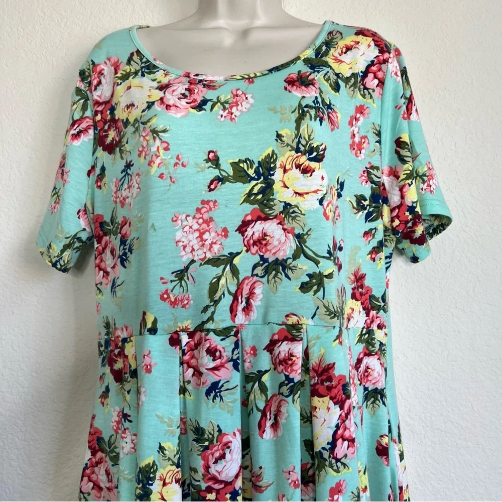Women's Size XL Short Sleeve Pleated‎ Casual Shirt Floral Dress NWOT - Picture 3 of 13